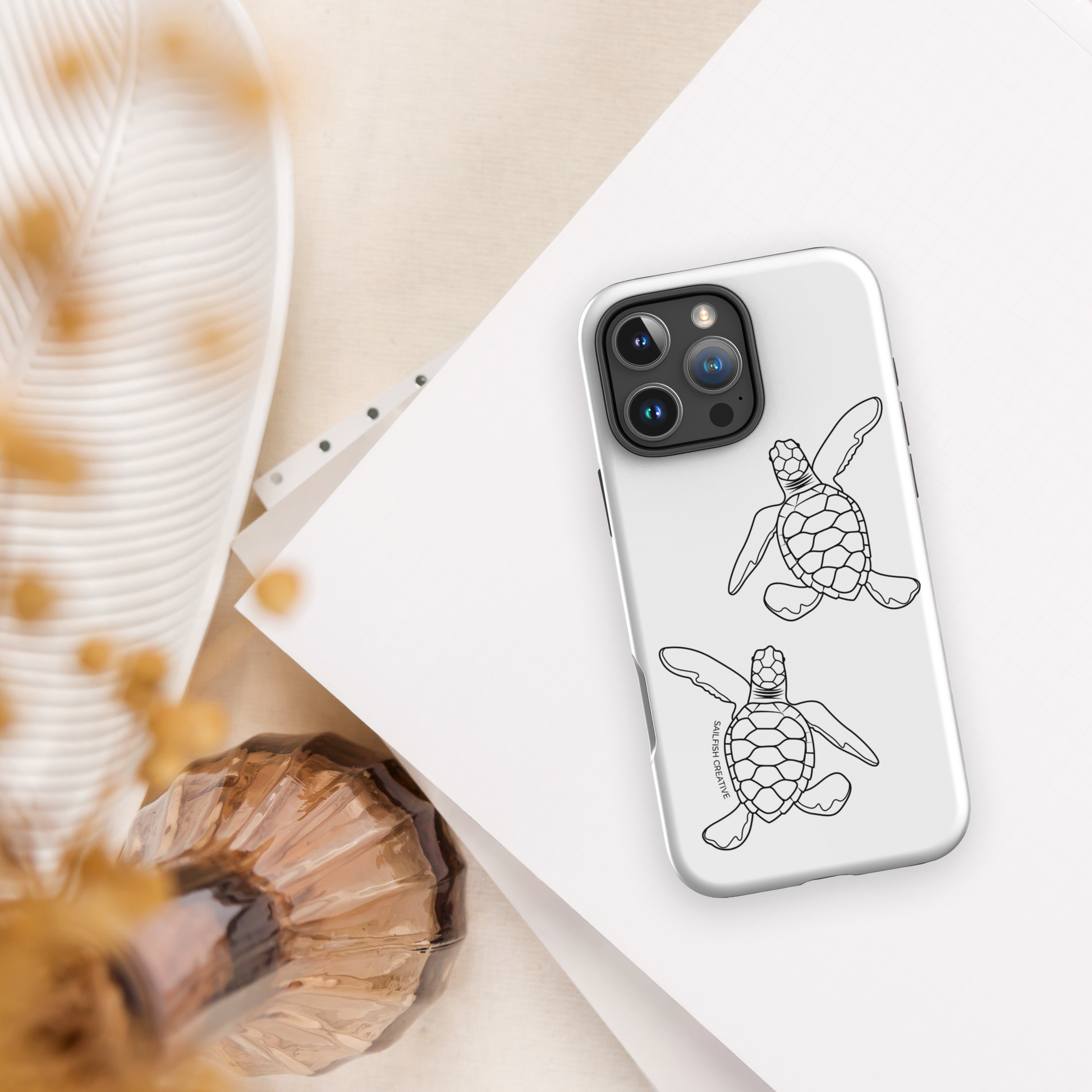 iPhone Tough Phone Case - Turtle Hatchlings Outline - Sailfish Creative