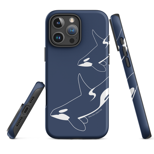 iPhone Tough Phone Case - Orca Outline Navy
