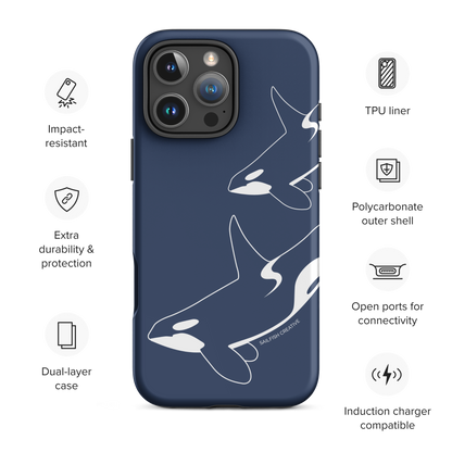 iPhone Tough Phone Case - Orca Outline Navy