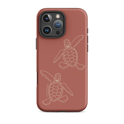iPhone Phone Case - Turtle Hatchlings Outline Rusty Coral
