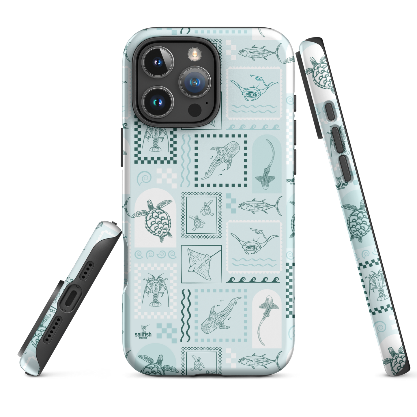 iPhone Tough Phone Case - Arches Print Teal