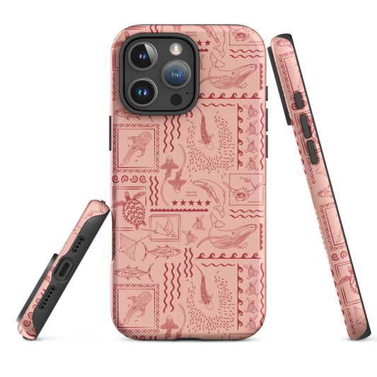 iPhone Tough Phone Case - Busy Print Coral
