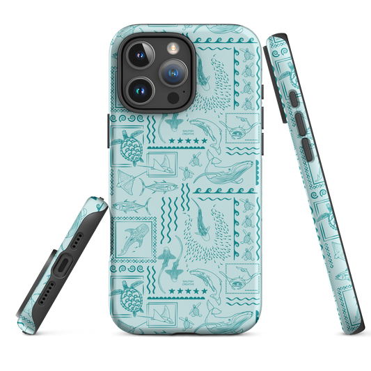iPhone Tough Phone Case - Busy Print Teal