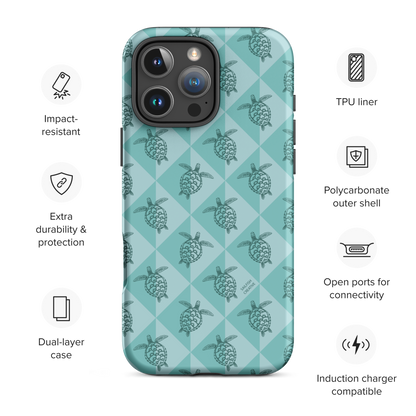 iPhone Tough Phone Case - Turtle Diamonds Teal