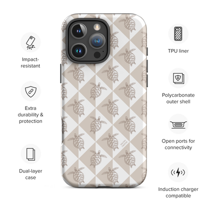 iPhone Tough Phone Case - Turtle Diamonds Neutral