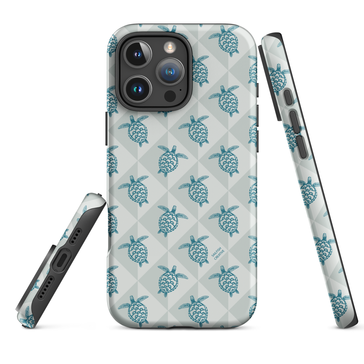 iPhone Tough Phone Case - Turtle Diamonds Coastal Storm