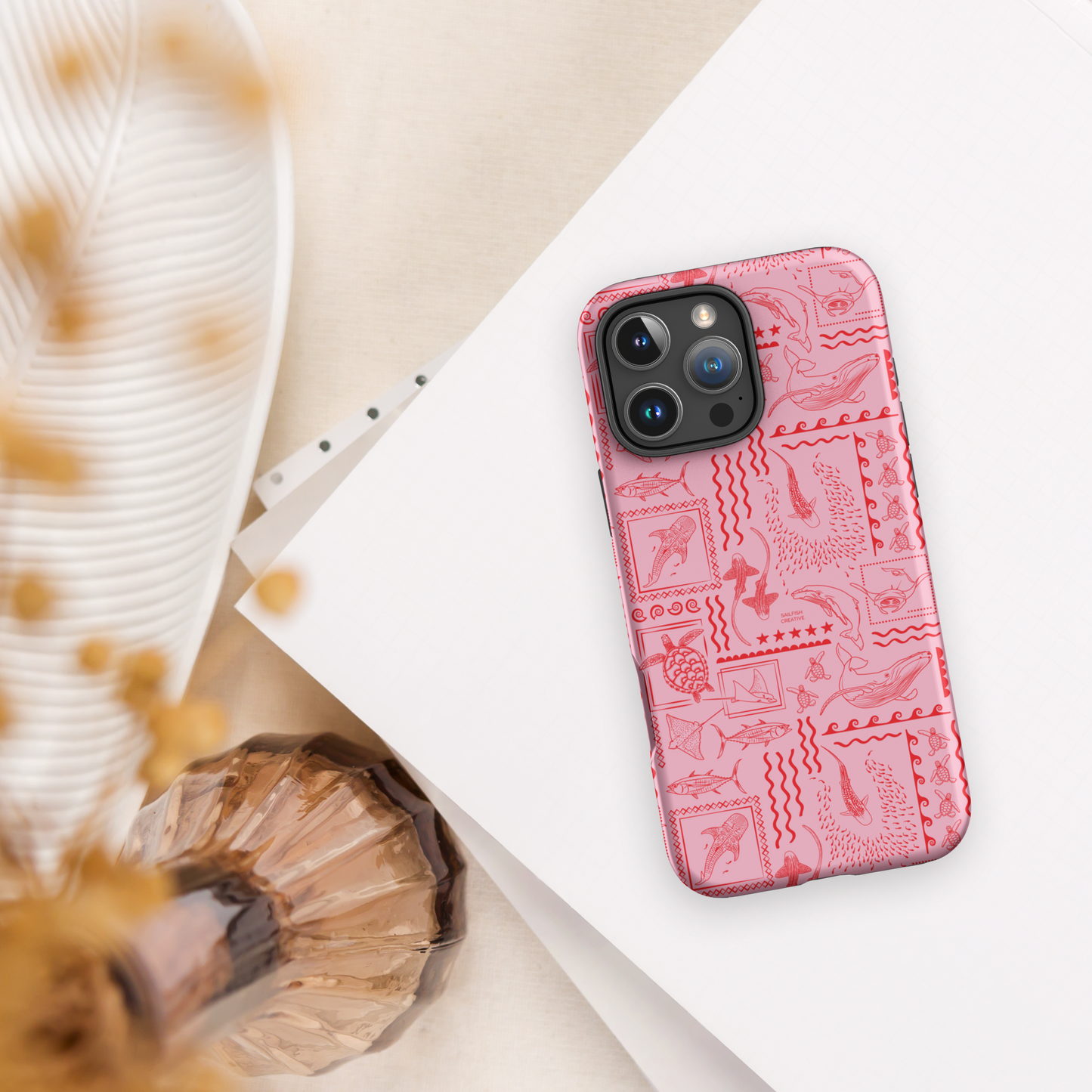 iPhone Tough Phone Case - Busy Print Pinks