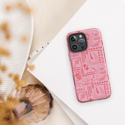 iPhone Tough Phone Case - Busy Print Pinks