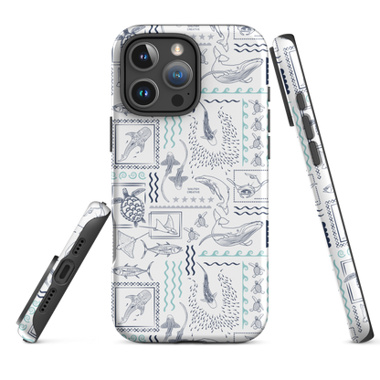 iPhone Phone Case - Busy Print Navy and Teal on White