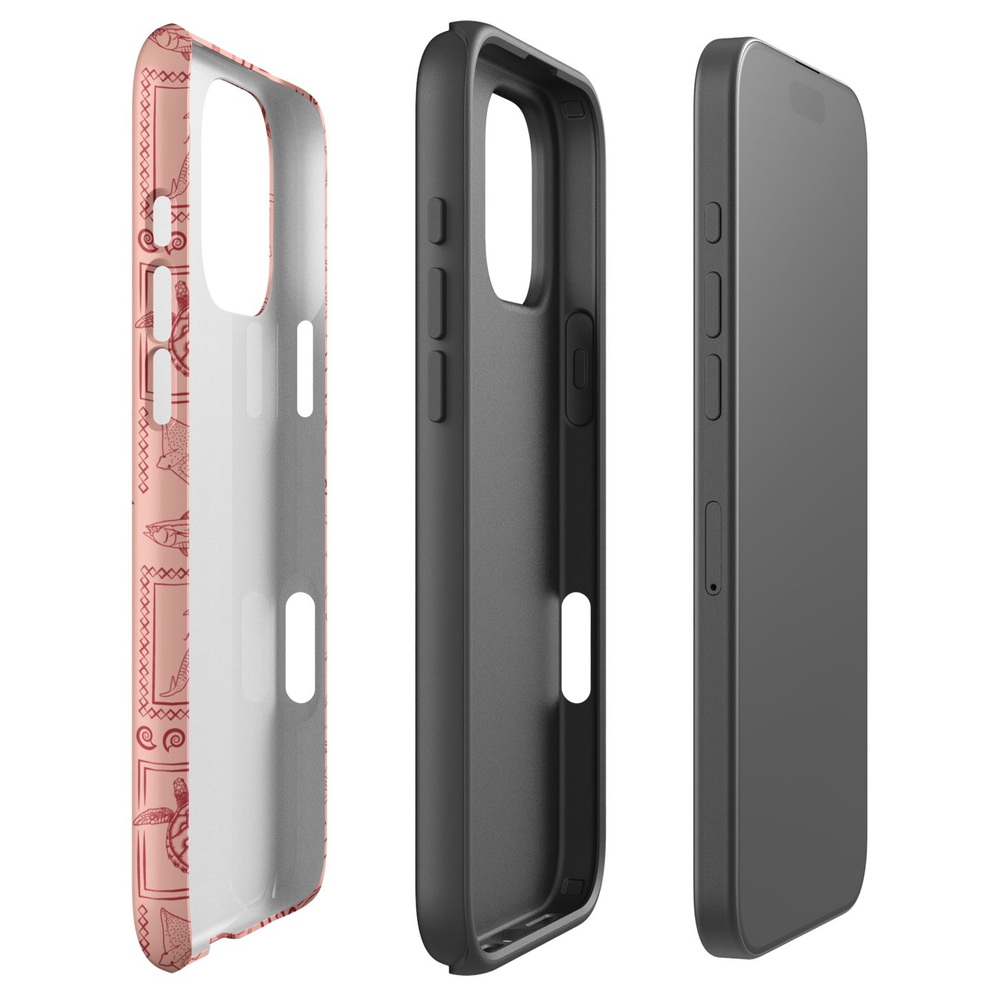 iPhone Tough Phone Case - Busy Print Coral