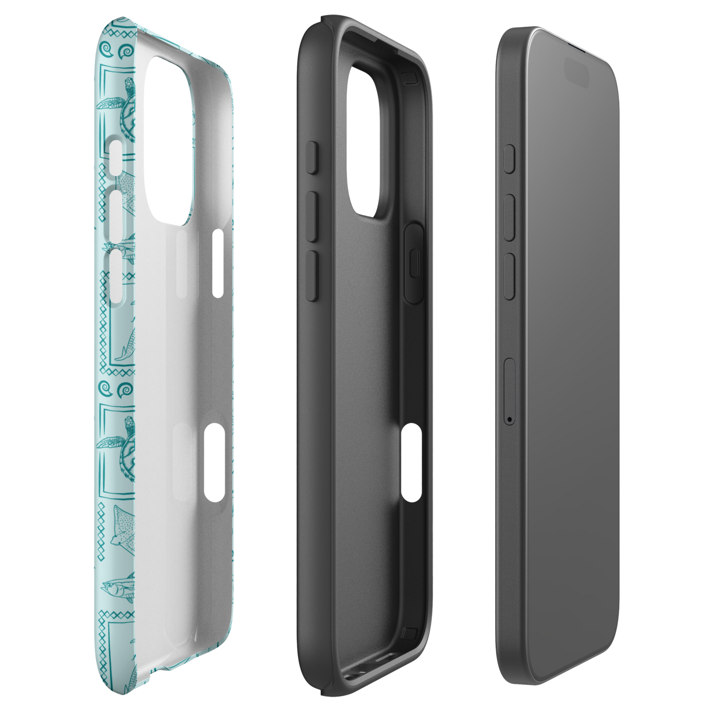 iPhone Tough Phone Case - Busy Print Teal