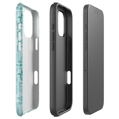 iPhone Tough Phone Case - Busy Print Teal