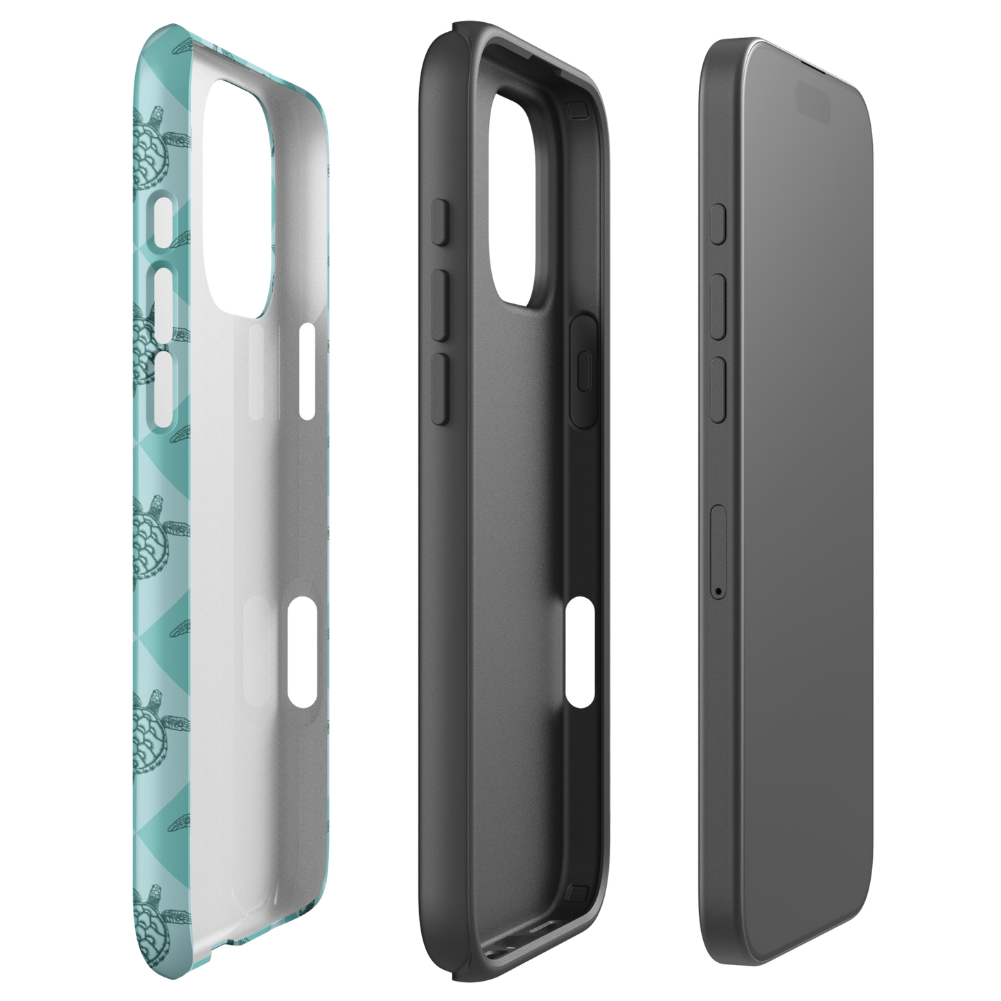 iPhone Tough Phone Case - Turtle Diamonds Teal