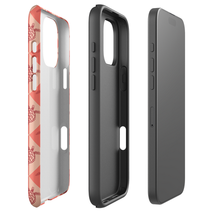 iPhone Tough Phone Case - Turtle Diamonds Coral