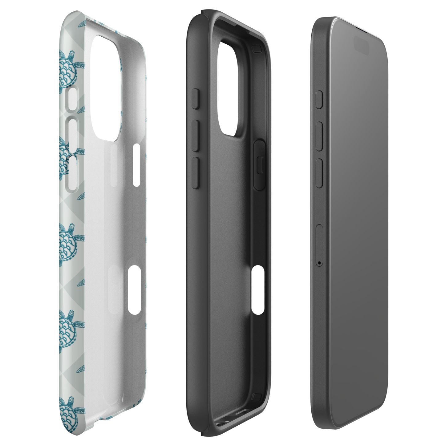 iPhone Tough Phone Case - Turtle Diamonds Coastal Storm