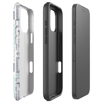 iPhone Phone Case - Busy Print Navy and Teal on White