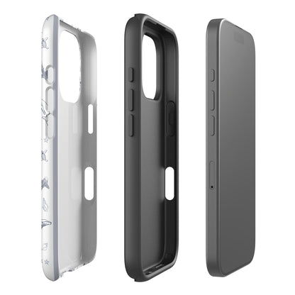 iPhone Tough Phone Case - Candy Stripes Overcast Blue on White