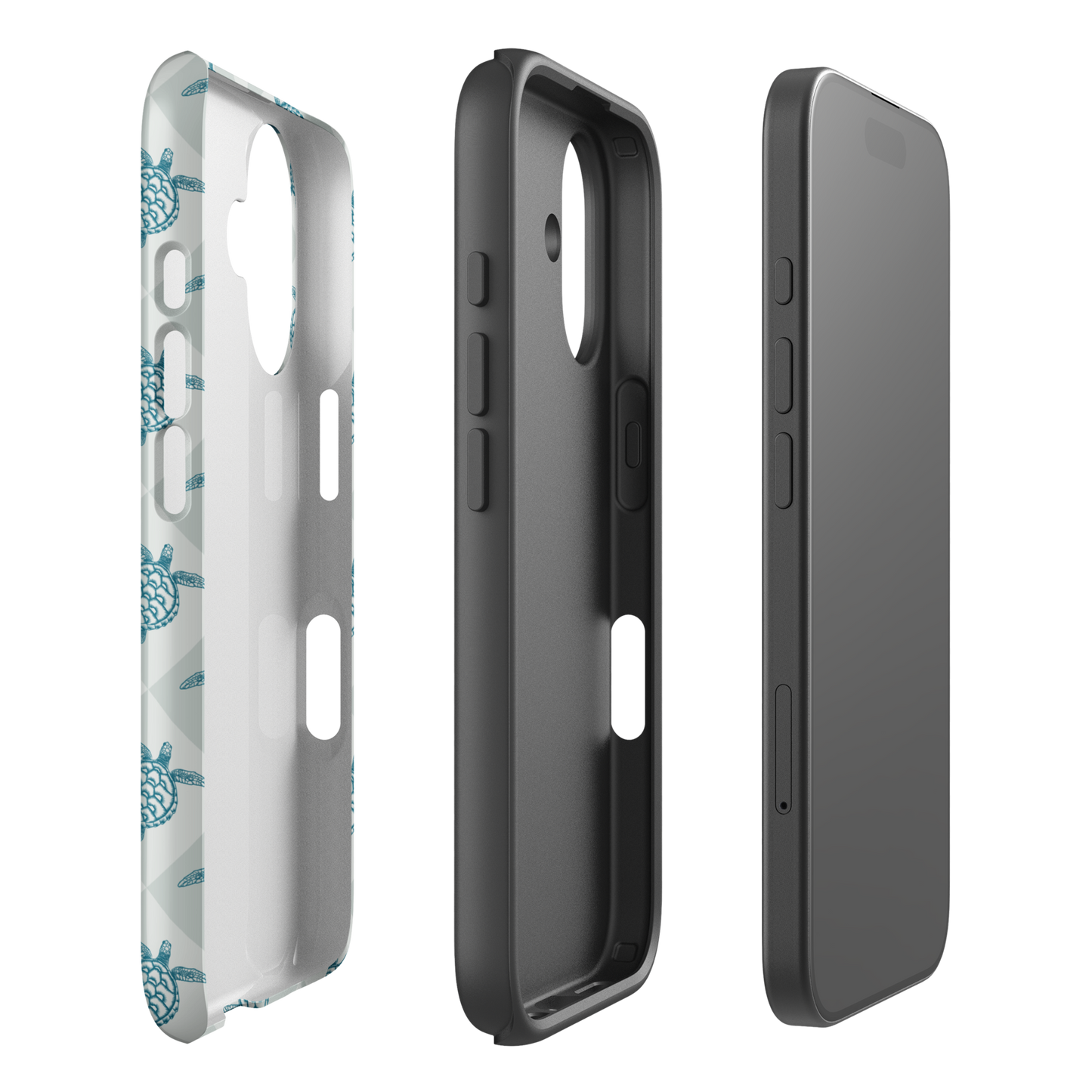 iPhone Tough Phone Case - Turtle Diamonds Coastal Storm