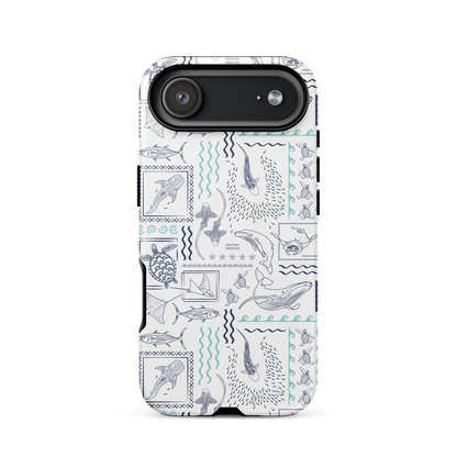 iPhone Phone Case - Busy Print Navy and Teal on White