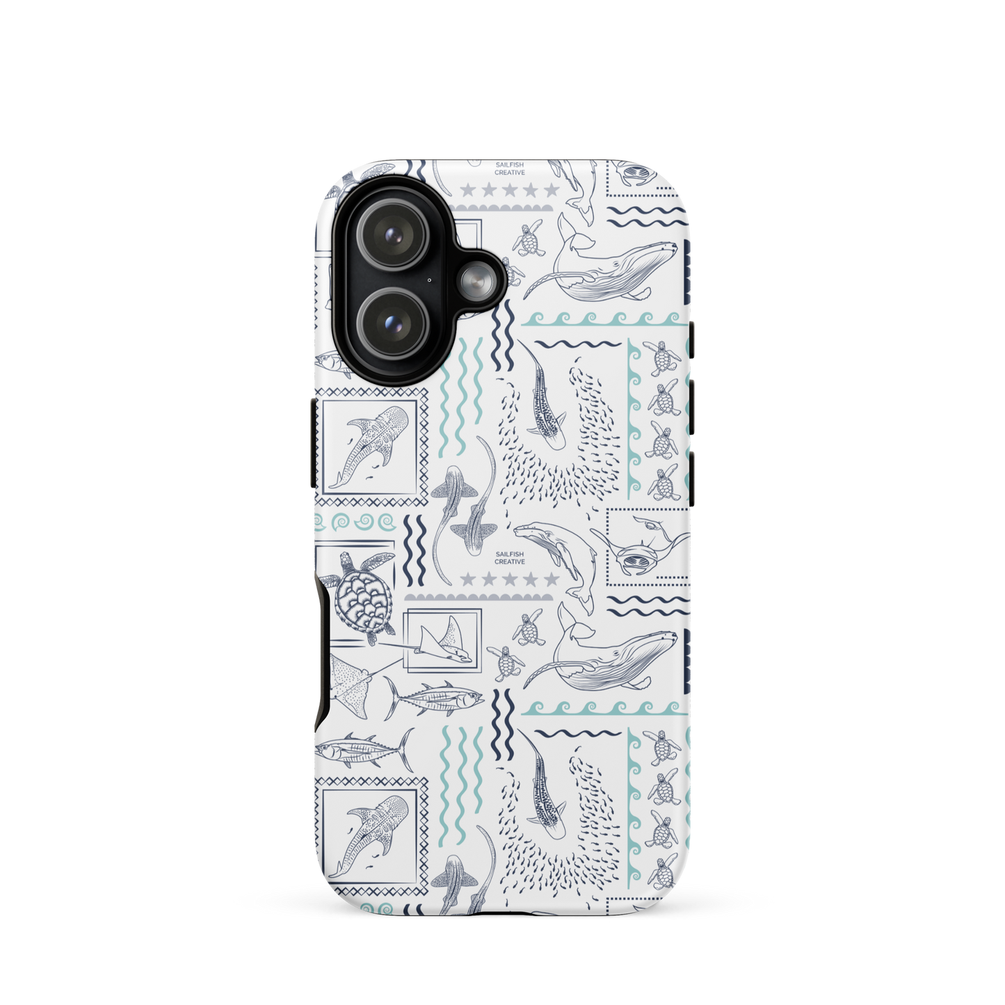 iPhone Phone Case - Busy Print Navy and Teal on White
