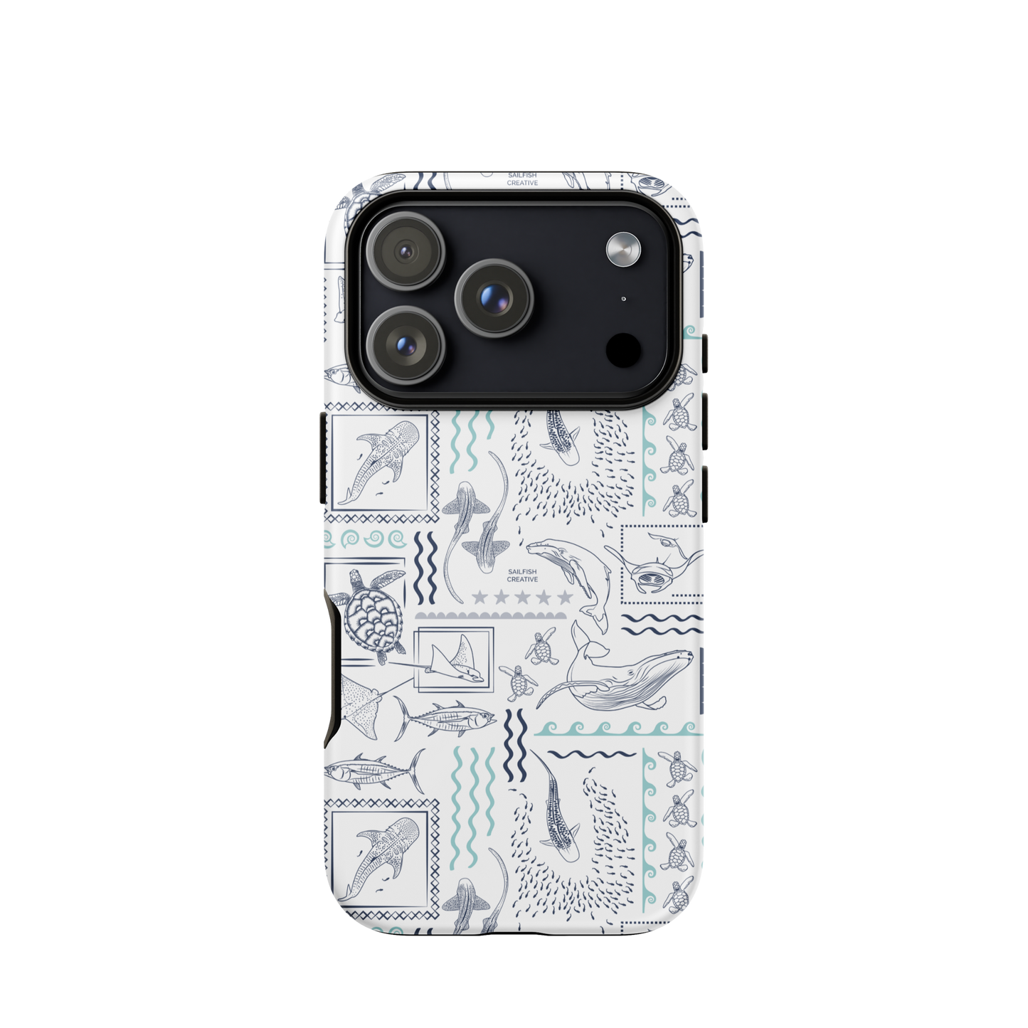 iPhone Phone Case - Busy Print Navy and Teal on White