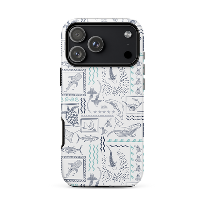 iPhone Phone Case - Busy Print Navy and Teal on White