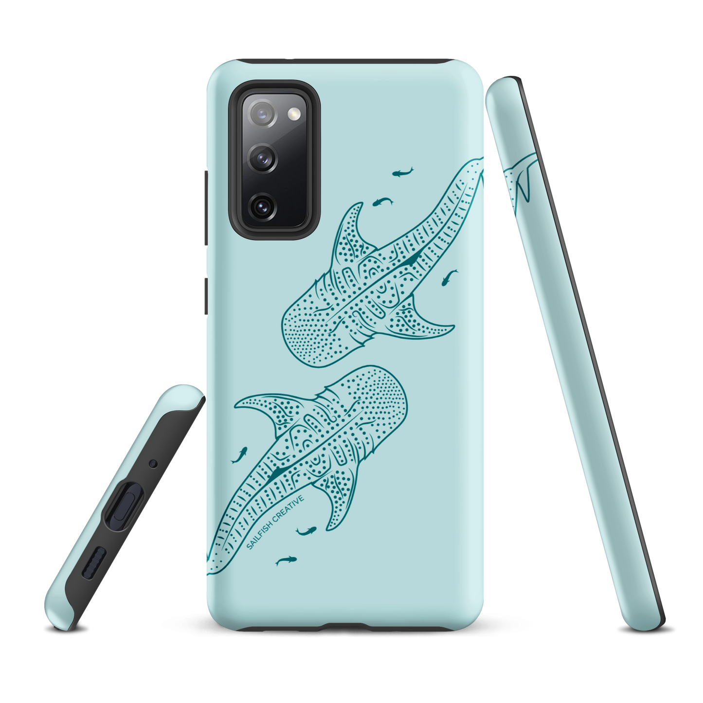 Samsung Phone Case -  Whale Sharks Outline Teal