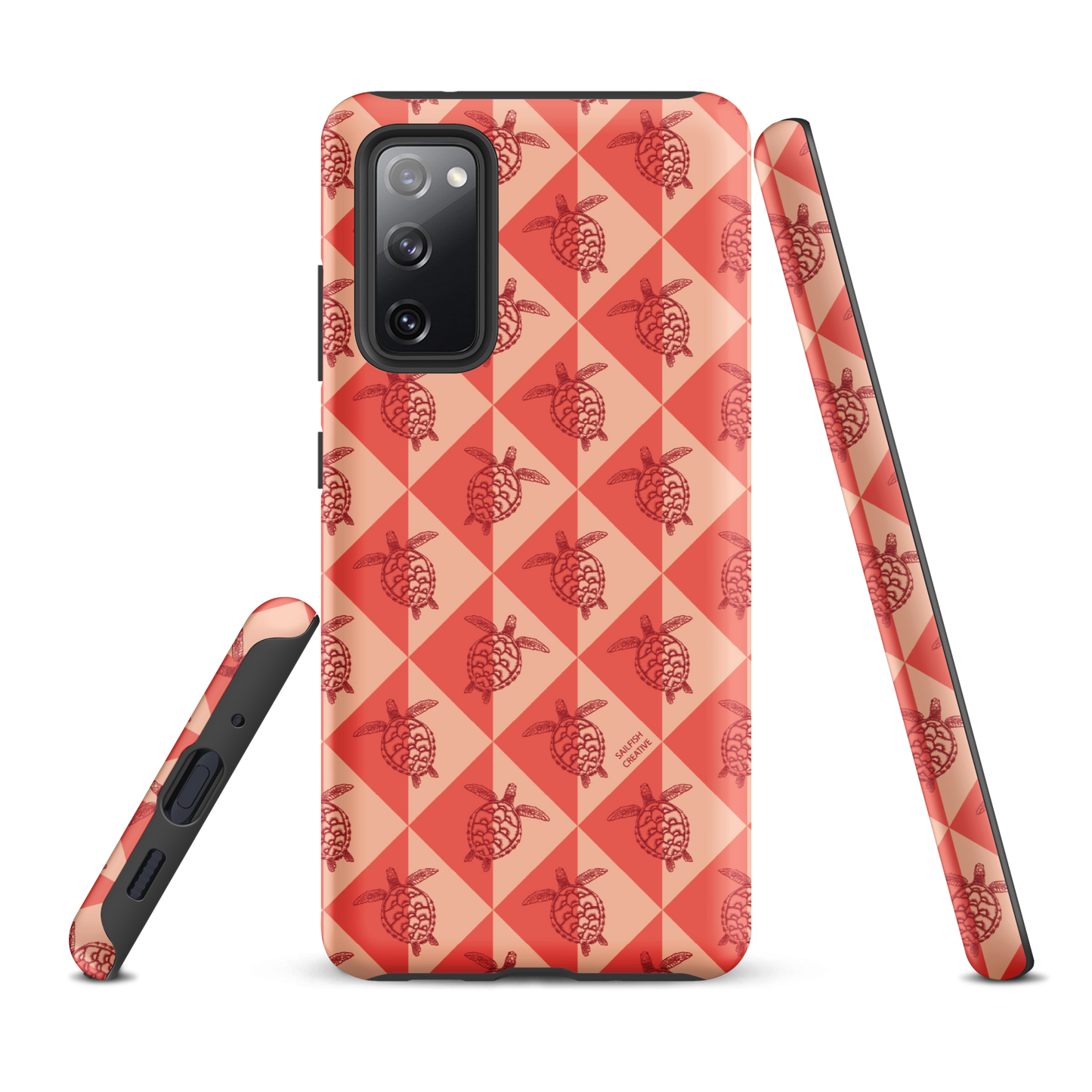 Samsung Phone Case -  Turtle Diamonds Coral