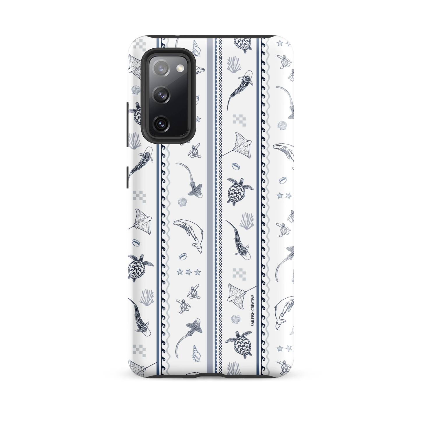 Samsung Phone Case - Candy Stripes Overcast Blue on White