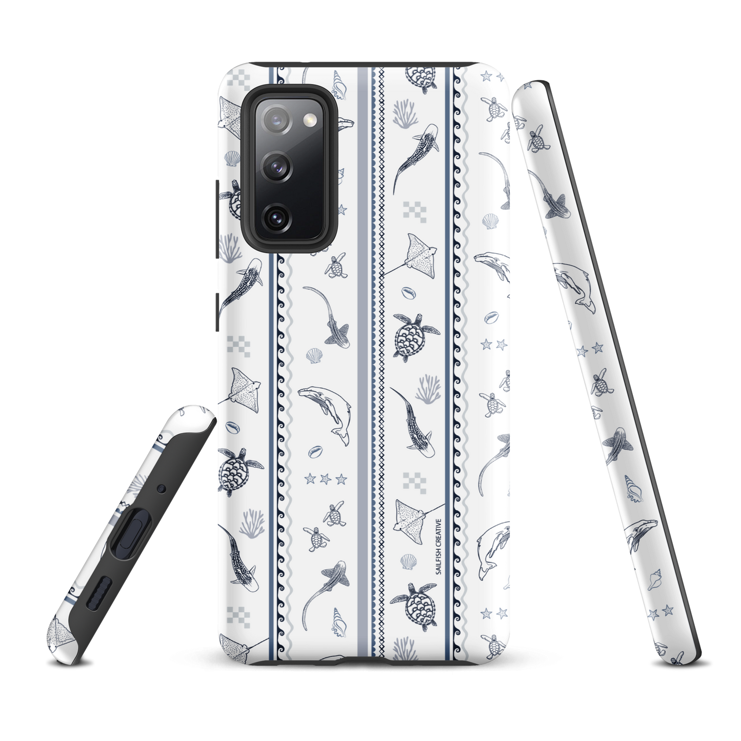 Samsung Phone Case - Candy Stripes Overcast Blue on White