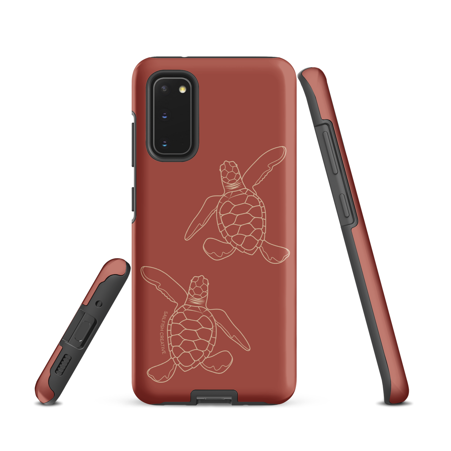 Samsung Phone Case -  Turtle Hatchlings Outline Rusty Coral