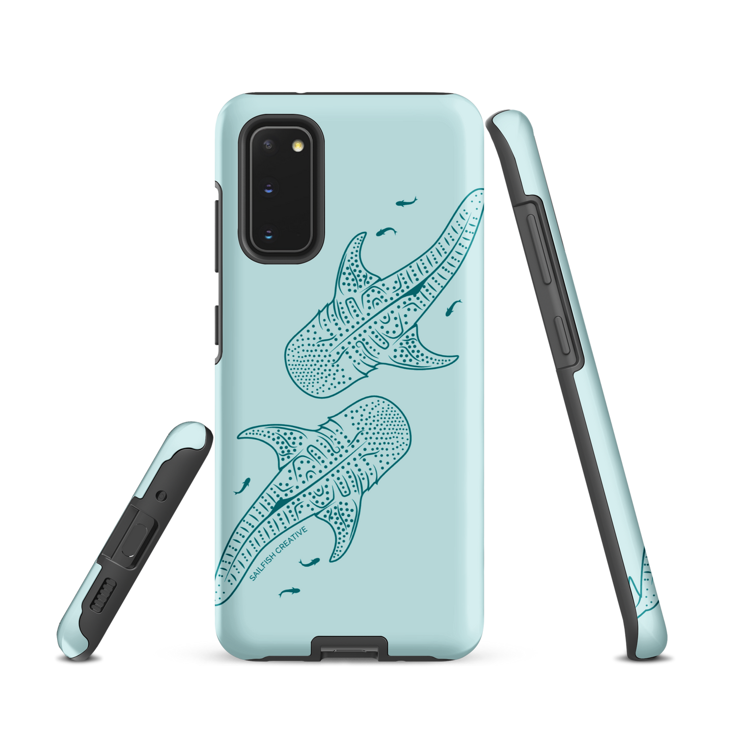Samsung Phone Case -  Whale Sharks Outline Teal