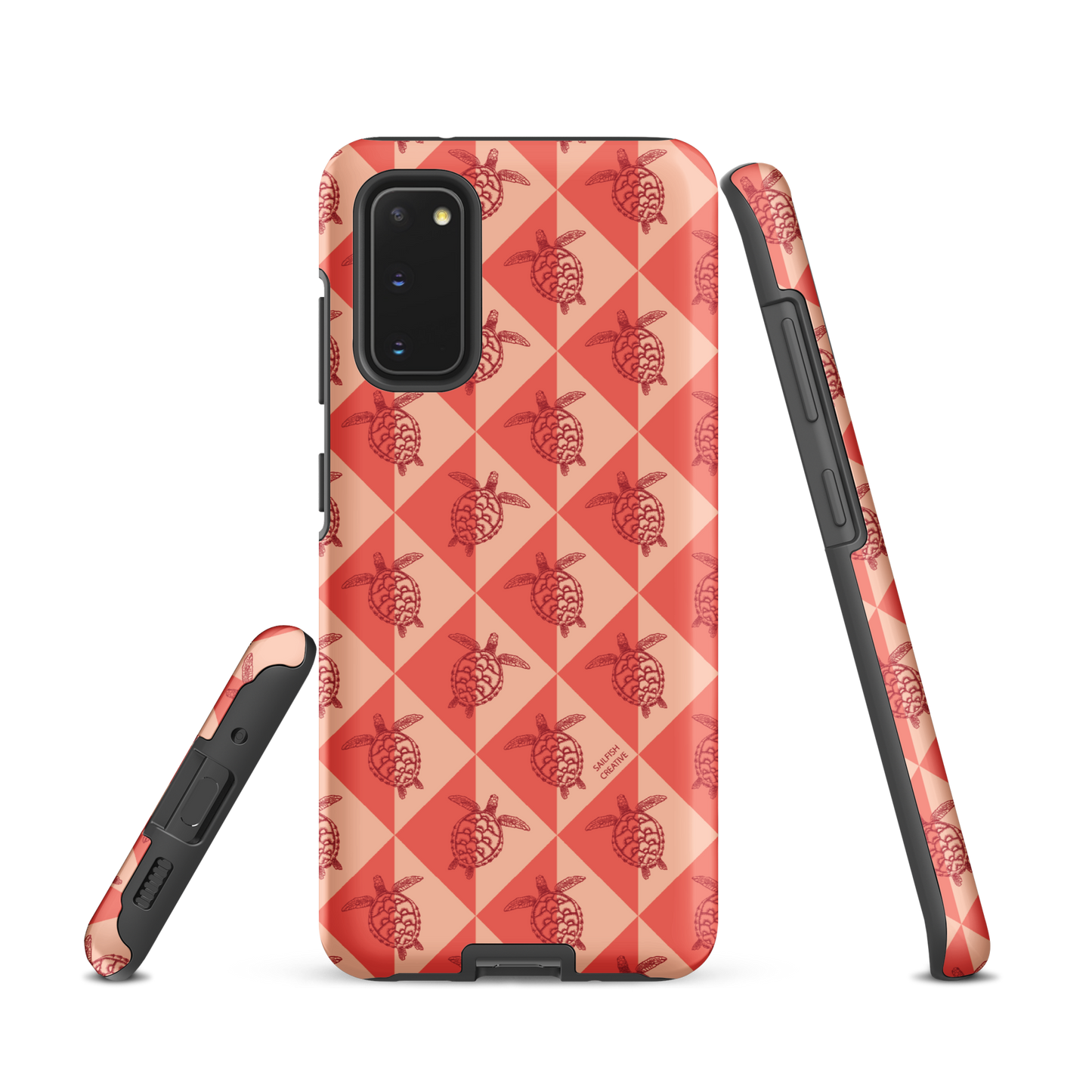 Samsung Phone Case -  Turtle Diamonds Coral