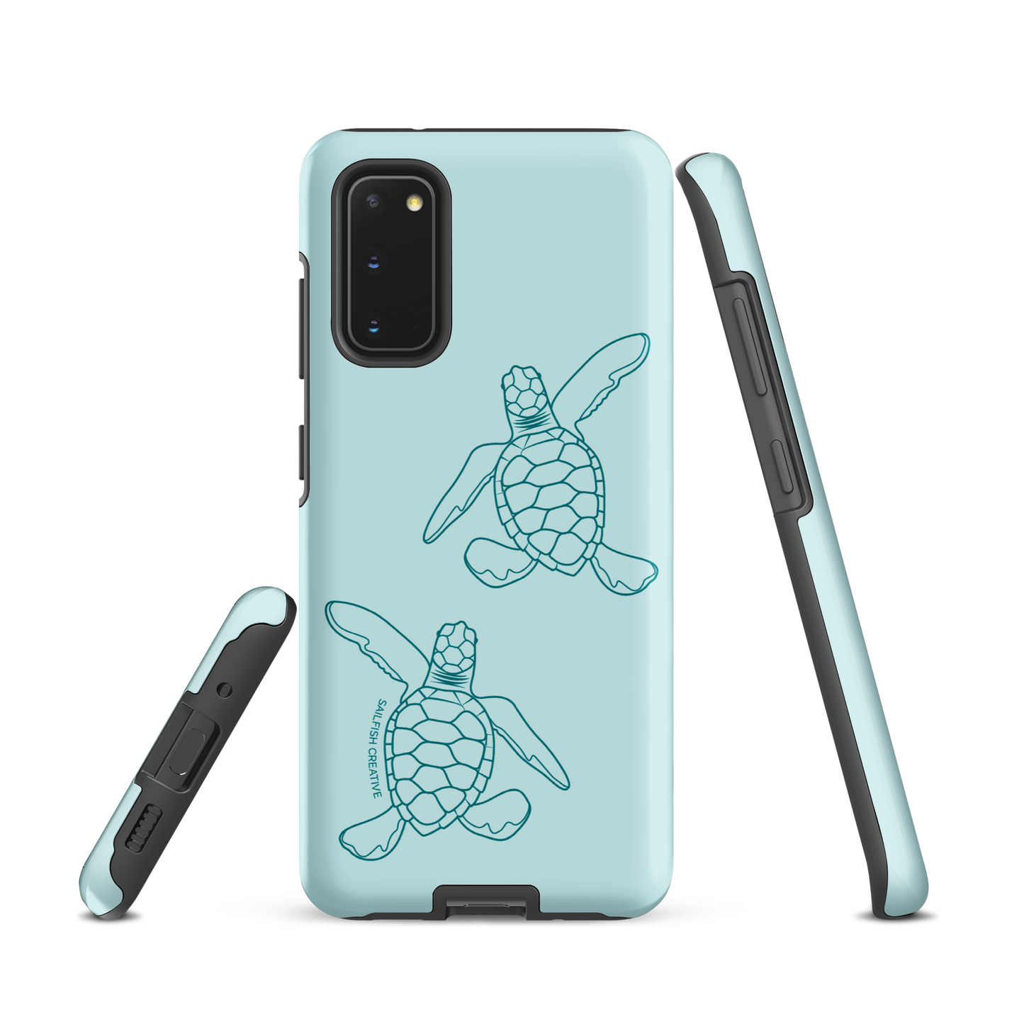 Samsung Phone Case -  Turtle Hatchlings Outline Teal
