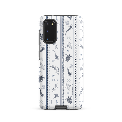 Samsung Phone Case - Candy Stripes Overcast Blue on White