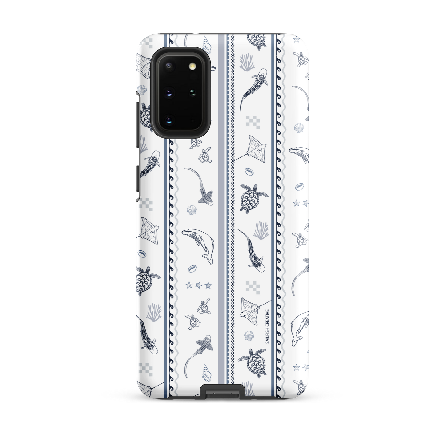 Samsung Phone Case - Candy Stripes Overcast Blue on White