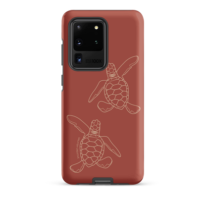 Samsung Phone Case -  Turtle Hatchlings Outline Rusty Coral