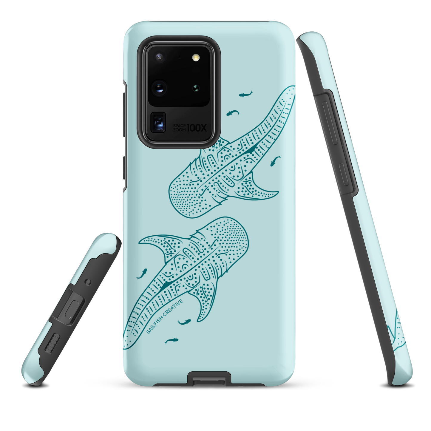 Samsung Phone Case -  Whale Sharks Outline Teal
