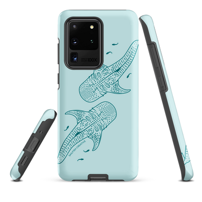 Samsung Phone Case -  Whale Sharks Outline Teal