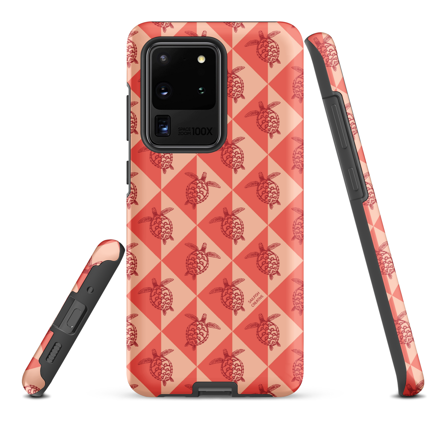 Samsung Phone Case -  Turtle Diamonds Coral