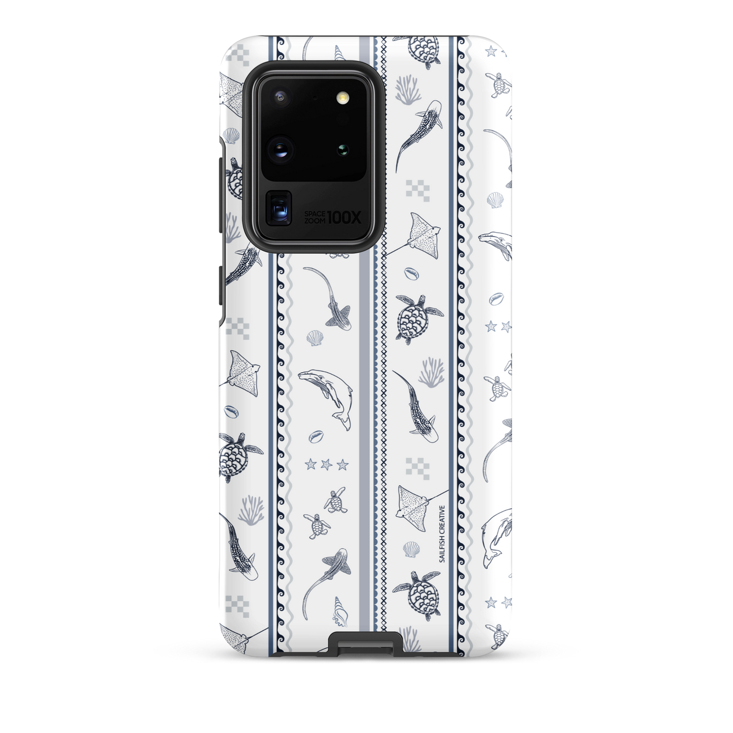 Samsung Phone Case - Candy Stripes Overcast Blue on White