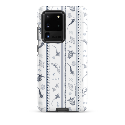 Samsung Phone Case - Candy Stripes Overcast Blue on White
