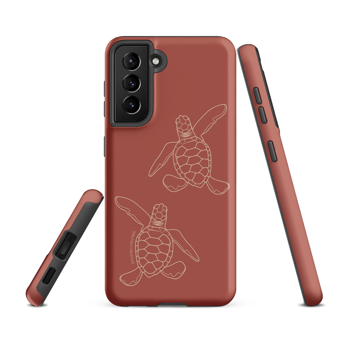 Samsung Phone Case -  Turtle Hatchlings Outline Rusty Coral