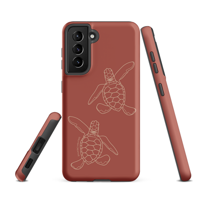 Samsung Phone Case -  Turtle Hatchlings Outline Rusty Coral