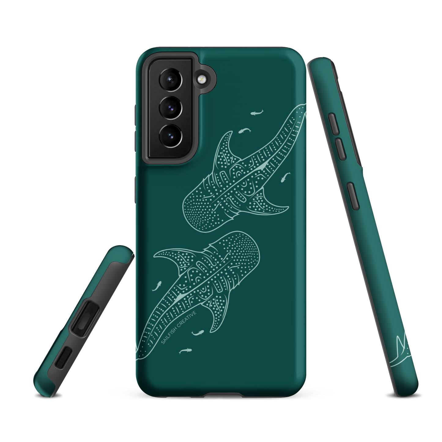 Samsung Phone Case -  Whale Sharks Outline Emerald