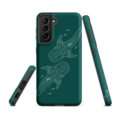 Samsung Phone Case -  Whale Sharks Outline Emerald