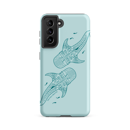 Samsung Phone Case -  Whale Sharks Outline Teal