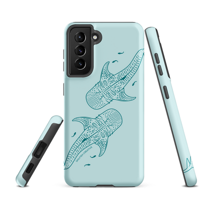 Samsung Phone Case -  Whale Sharks Outline Teal