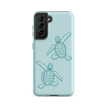 Samsung Phone Case -  Turtle Hatchlings Outline Teal