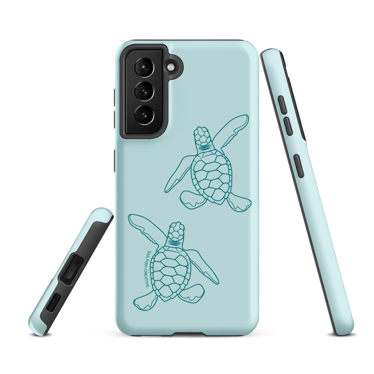 Samsung Phone Case -  Turtle Hatchlings Outline Teal